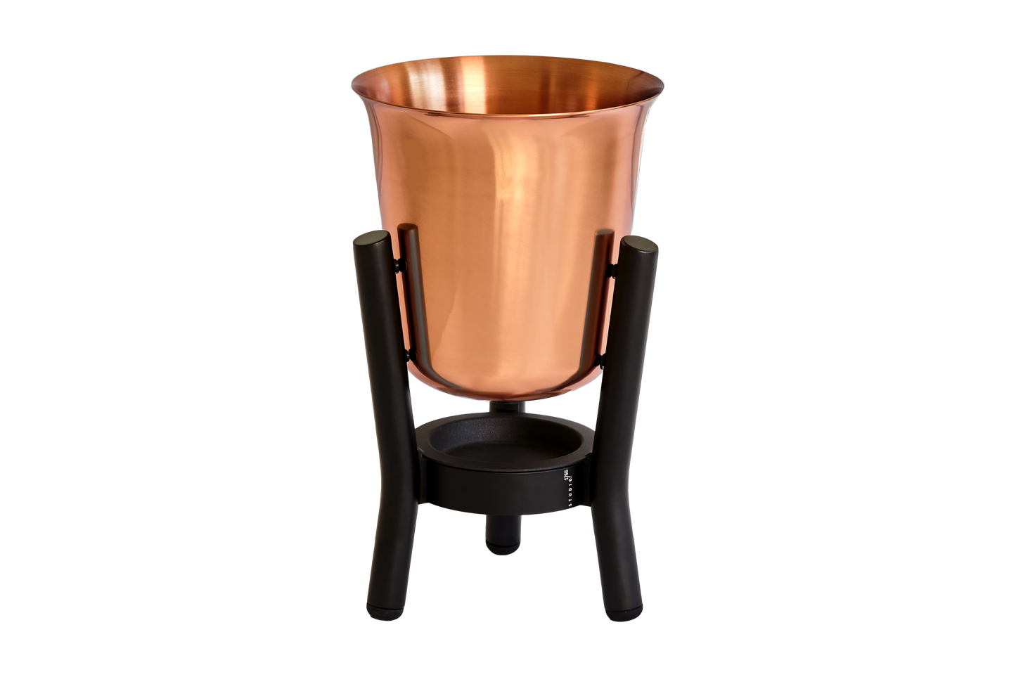 100% Copper Champagne Cooler with Matt Black Stand Natural