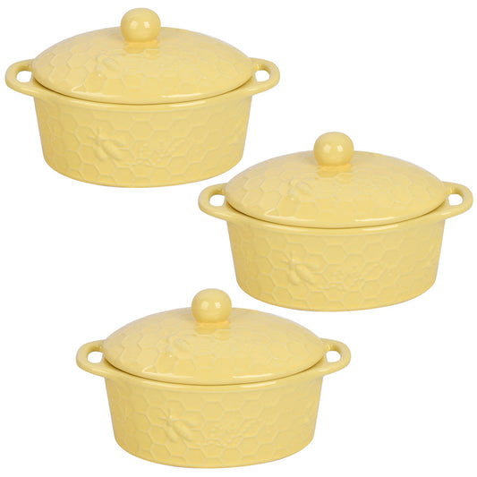 10 oz Ramekins with Lids, Set of 3 Bee-lieve / Buttercream