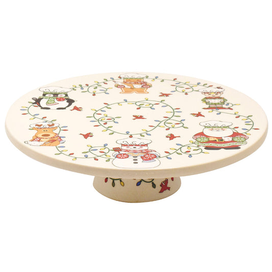 10" Holiday Cake Stand Merry Chefs