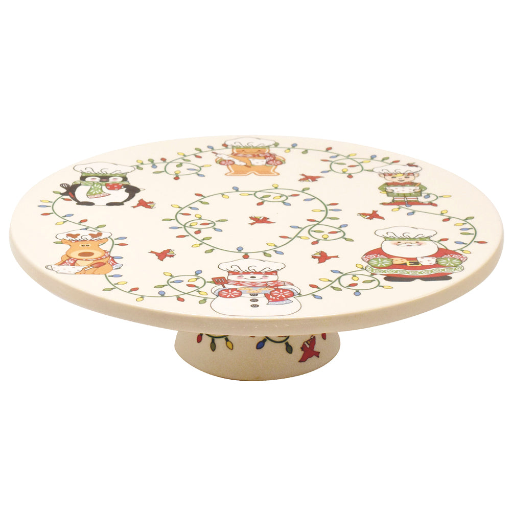 10" Holiday Cake Stand Holly Peppermint