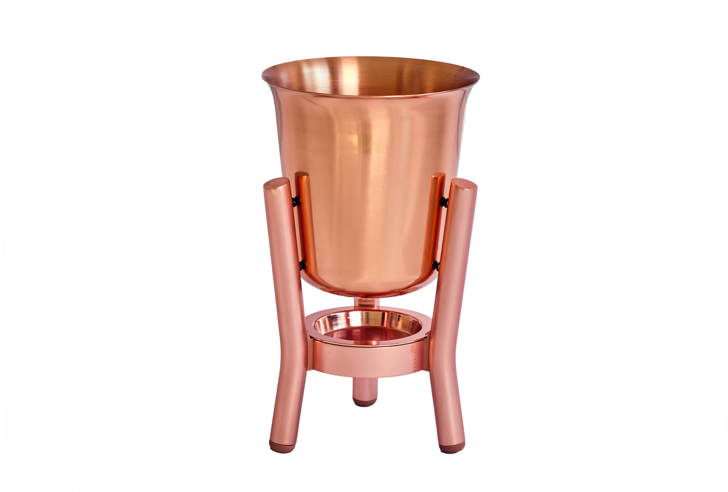 100% Copper Champagne Cooler with Copper Stand Walnut