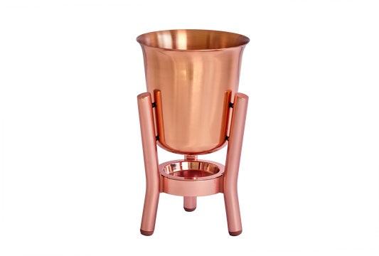 100% Copper Champagne Cooler with Copper Stand Walnut