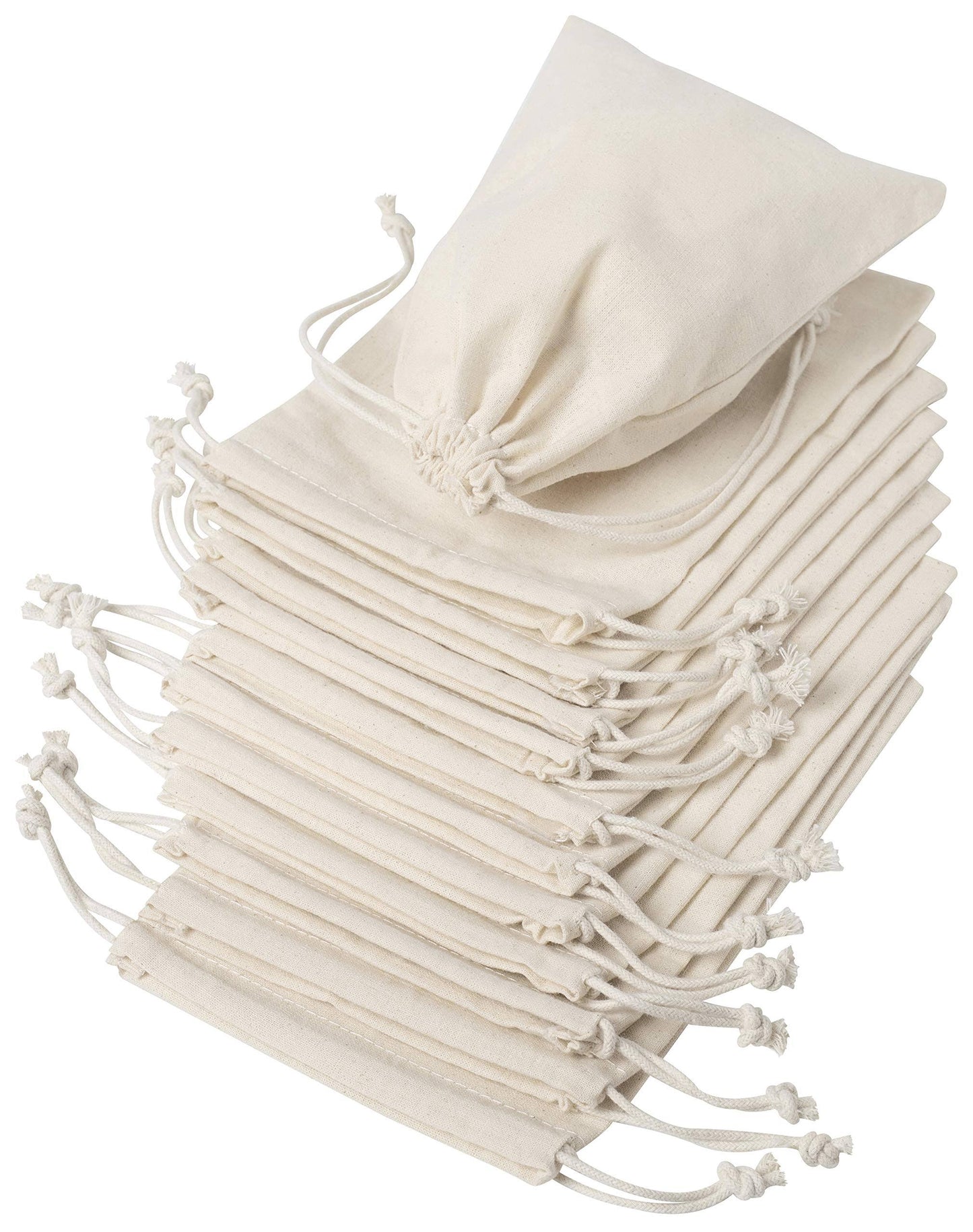 100 Percent Cotton Muslin Drawstring Bags 12-Pack For Storage Pantry Gifts