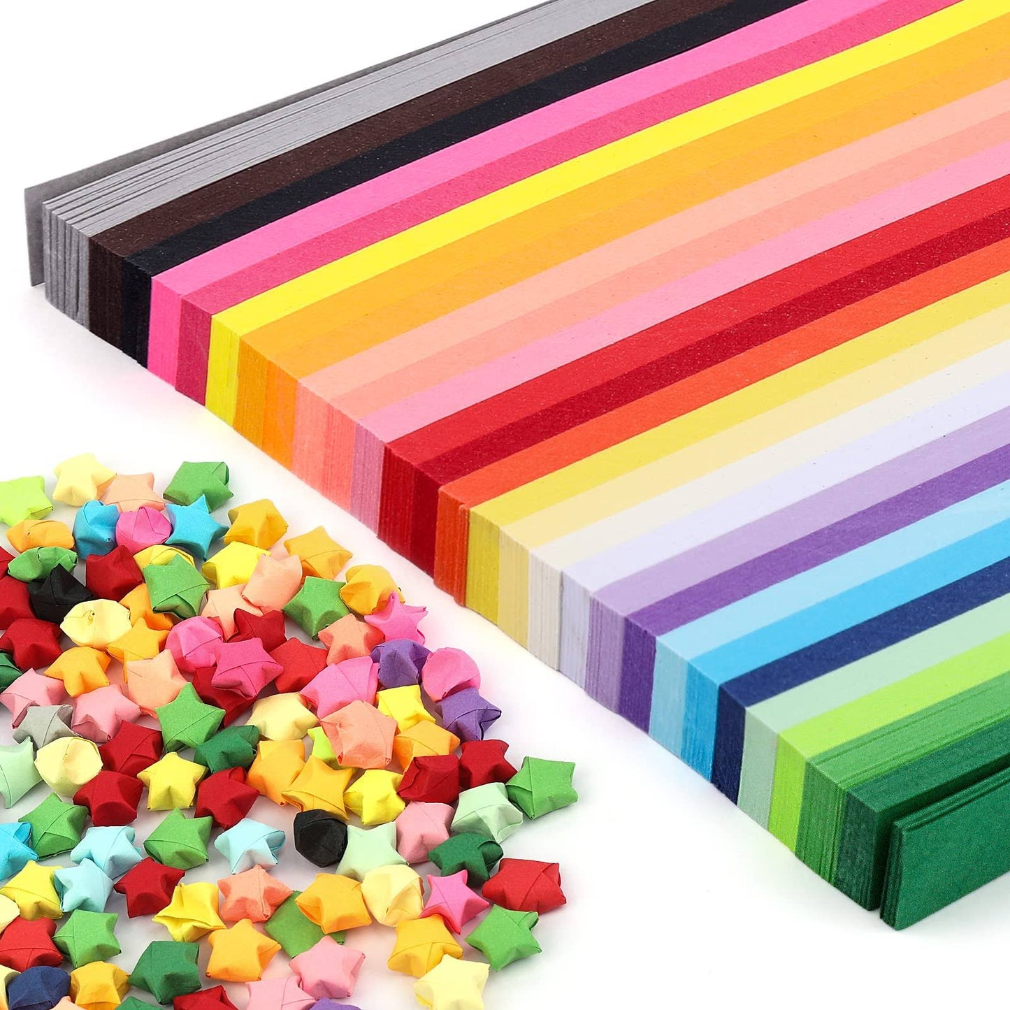 1030 Sheets Star Origami Paper 27 Assortment Color Star Paper Strip Double Sided Origami Stars Paper Solid Color Lucky Star Decoration Paper Strips Di