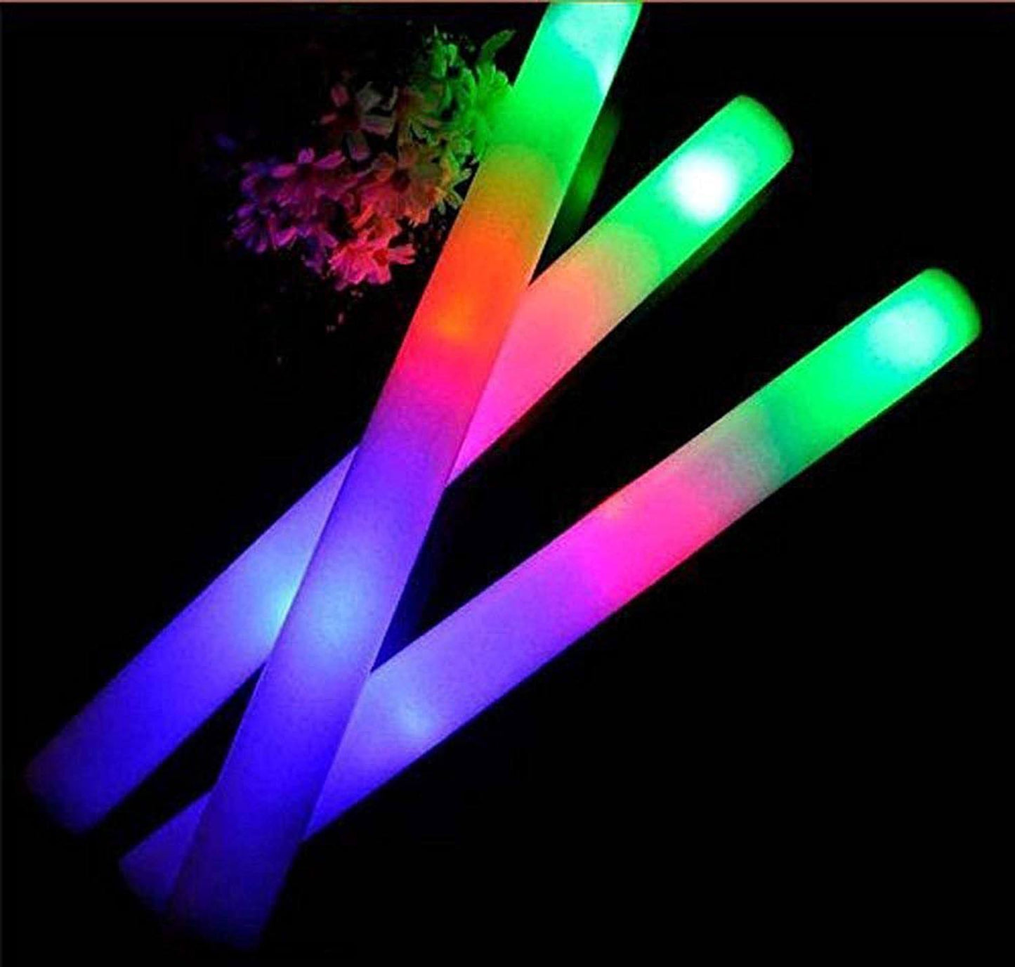 100 LED Foam Sticks Multi Color Flashing Glow Wands Batons